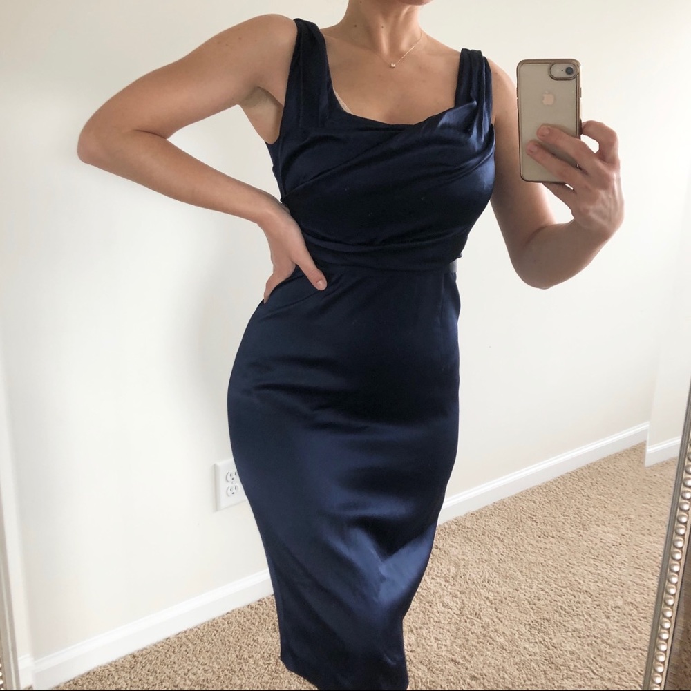 Elie Tahari | Silk Navy Blue Evening Dress Sz 6
